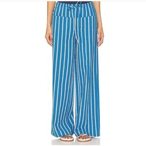 Free People Blue and Light Blue Vertical Stripe Wide-Leg Pants